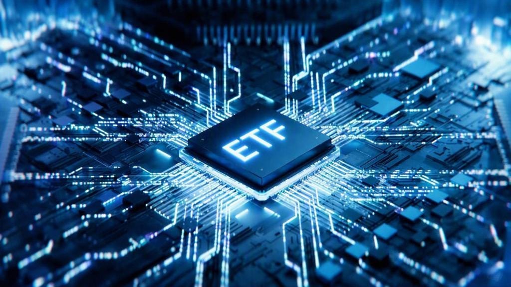 ETF chip and circuit board illustration